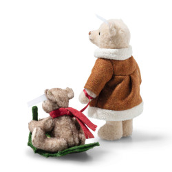 Steiff 005862 Mama Teddybär mit Kind im Holly Express 16 cm