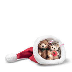 Steiff 005770 Igel und Teddybär in Weihnachtsmütze 14 cm