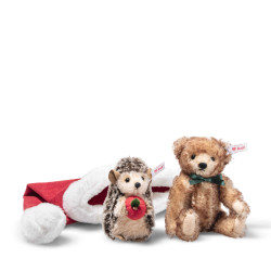 Steiff 005770 Igel und Teddybär in Weihnachtsmütze 14 cm